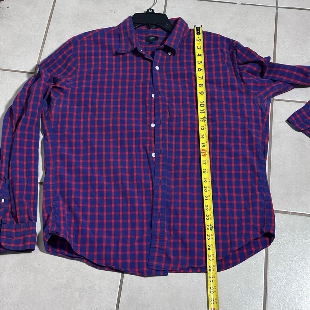 J. Crew Men Slim Fit‎ Button Down Navy/Red Plaid Casual Shirt size XL